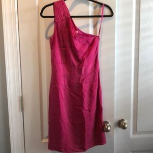 Pink one shoulder banana republic dress